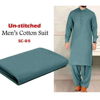 Soft Egyptian Cotton Unstitched Men's Shalwar Kameez -SC 08