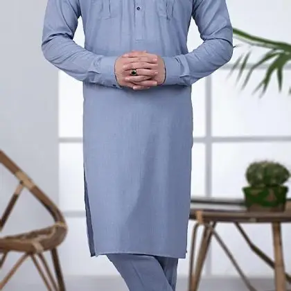 Men Kameez Shalwar - Denim Blue